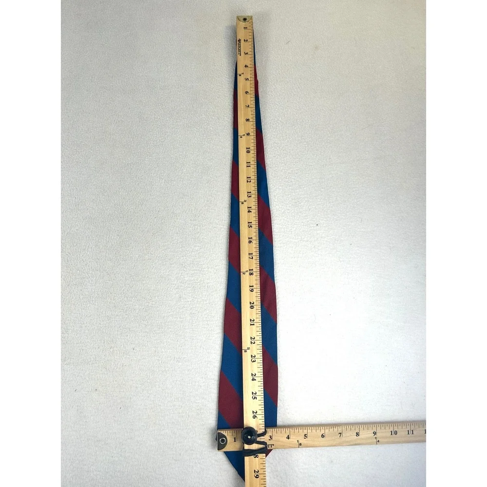 Sears Necktie Mens OS Blue Red Striped Vintage Retro Preppy Academic Collegiate